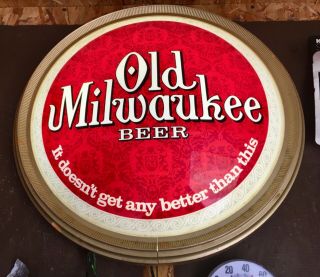 Vintage 1970s Old Milwaukee Lighted Double Sided Beer Sign