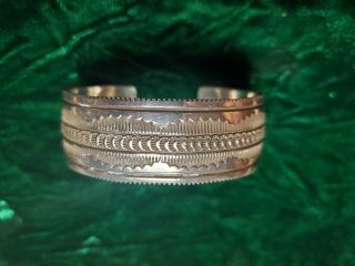 Vintage Calvin Begay Navajo Indian Sterling Silver Cuff Bracelet