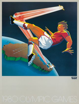 Vintage Poster Moscow Olympics 1980 Soccer Football Levi 