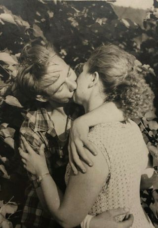 1950s Vintage Russian Photo Young Guy And Girl Kissing