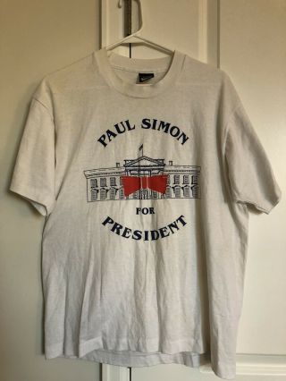 Rare Vintage Paul Simon For President 1988 Shirt Size Large Bow Tie Collectible