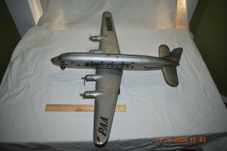 Vintage 50s Marx Pan American 4 Prop Pressed Steel Dc - 7c N6519c 27 - 1/2 " Airplane