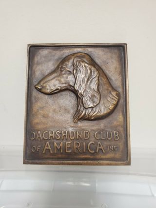 Dachshund Club Of America Bronze Plaque Lee Burnham 5 " X6 "