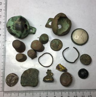 Metal Detecting Finds - Medievil And Georgian.  Rings,  Fob Seals,  Thimbles Etc.