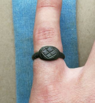 Ancient Viking Bronze Ring Ornament " Fertility Fields " Very Rare