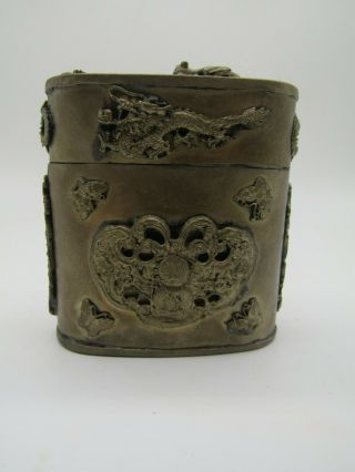 Antique Chinese Silver Box With Dragon Motifs