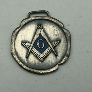 Vintage Masonic Watch Fob Schwaab S & S Rare Mason Compass Square //