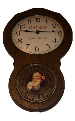 Hires Root Beer Vintage Wood Clock “drink Hires Rootbeer” “healthful & Pure”