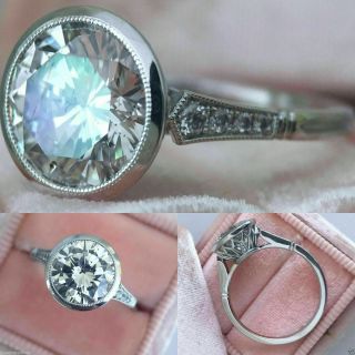 Vintage Engagement Bridal Ring Bezel Set Fine 14k White Gold Over 3.  1 Ct Diamond