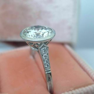 Vintage Engagement Bridal Ring Bezel Set Fine 14K White Gold Over 3.  1 Ct Diamond 3