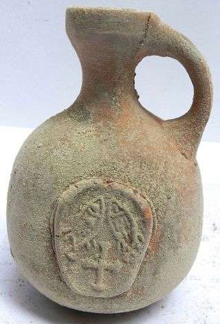 Biblical Ancient Terracotta Holy Land Herodian Pottery Jug Clay Fish & Loaves R
