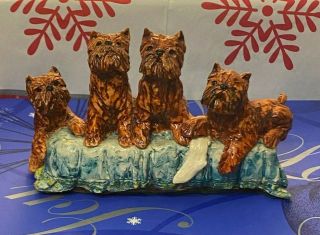 Vintage Ooak Brussels Griffon Dogs On A Bench - Sylvia Smith