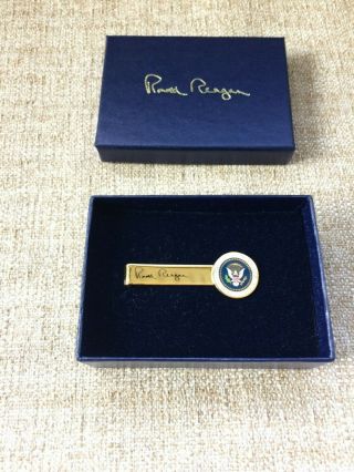 Vintage Presidential Tie Bar/clasp / Ronald Reagan / With Stamped Signature