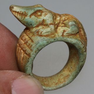 Ancient Egyptian Glaze Ring Ca 100 Bc - Ad - Beast On The Top