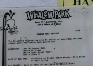 Vintage Whalom Amusement Park Fitchburg Mass Employee Handbook Chart Guide Games 3
