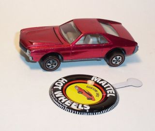 Hot Wheels Mattel Vintage 1969 Redline Custom Amx - Exc