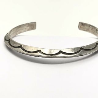 Vintage Navajo Carinated Sterling Silver Cuff Bracelet Hand Stamped 20.  3g Signed