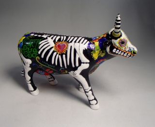 Rare 2004 Cow Parade Miss Fiesta Bones Bovine Figure Day Of The Dead Figurine