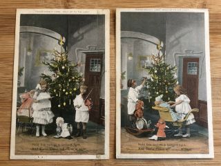 Hold To Light Santa Claus Antique Christmas Postcards 2 Early 1900s Htl