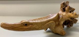 Rare Unique Vintage Hand Carved Wood Alligator Crocodile Figurine Drift Wood
