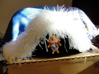 Knights Of Columbus 4th Degree White Ostrich Feather Chapeau Hat Size 7 1/4 Covr