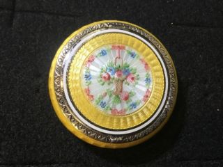 Vintage F&b Foster & Bailey Sterling Silver Inlay Enamel Guilloche Compact 484