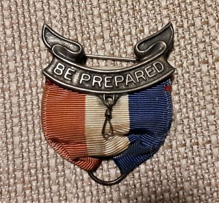 Vintage 1930s - 1940s Bsa Eagle Scout Badge Ribbon Scroll Boy Scout Sterling