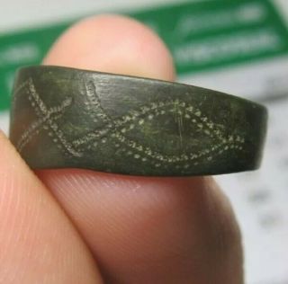 antique old Spanish Medieval Bronze Alliance Ring 