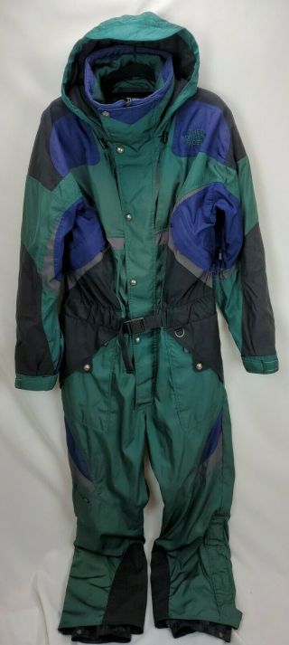 Vintage The North Face Mens Size Xl One Piece Ski Snow Suit Green Blue Tnfx Coat