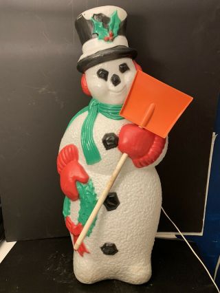 Vintage “frosty” The Snowman Blow Mold Christmas With Shove - A