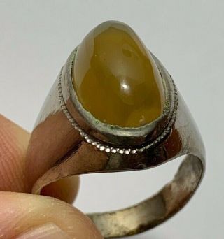 Post Medieval Silver Ring With Rare And Stone Carnelian (inner 23mm)