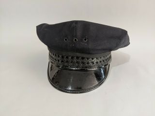 Vintage Police Visor Cap Hat 7 3/8