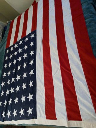 Vintage US American 48 Star Flag 5 ' X 9 1/2 ft Cotton Valley Forge Flag Co.  USA 2