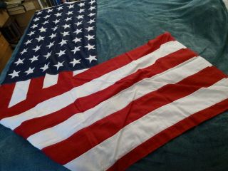 Vintage US American 48 Star Flag 5 ' X 9 1/2 ft Cotton Valley Forge Flag Co.  USA 3