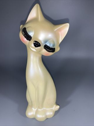 Vintage Tall Mid Century Ceramic Siamese Cat Statues Figurines 9 "