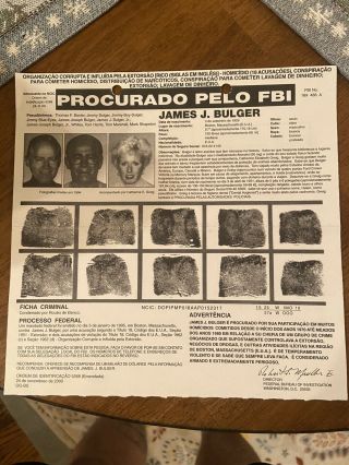 Whitey Bulger Fbi Wanted Poster James & Catherine Grieg Mafia