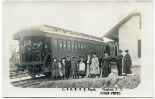 Rppc Ny Croghan Lowville Beaver River Railroad Station Depot With People Cooke P