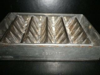 Vintage metal chocolate mold/mould flat,  5 deep bars,  Toblerone style. 2