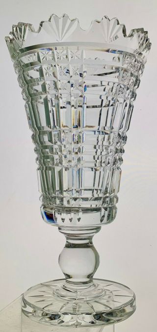 Vintage Waterford Clear Crystal Master Cutter Celery Vase 9 3/4 " Signed