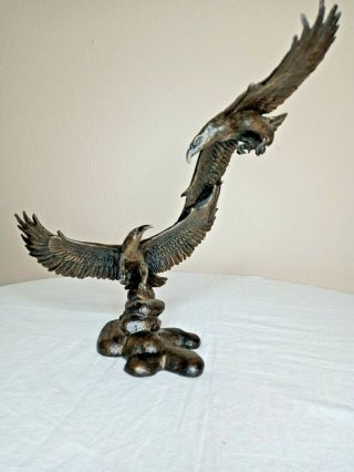 Solid Bronze Guardians Of The Skies Signed By Ronald Van Ruyckevelt Bald Eagles