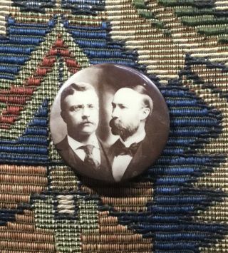 Teddy Theodore Roosevelt Fairbanks Celluloid Campaign Pinback Political Button
