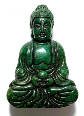 RARE Chinese Hand Carved Green Jade Buddha Statue Figurine 62mm 2