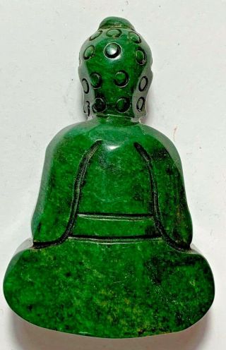 RARE Chinese Hand Carved Green Jade Buddha Statue Figurine 62mm 3