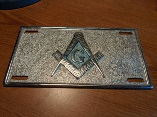Vintage Masonic Freemason Masons License Plate Topper Cast Metal Sign Badge Old