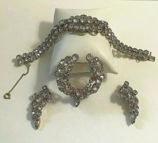 Vintage Kramer Of York Alexandrite Necklace Earrings Bracelet Set Jewelry