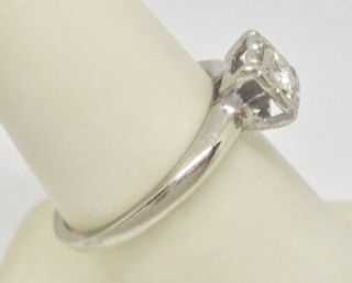 Fine Retro Vintage 14K White Gold Natural Diamond Engagement Ring 3