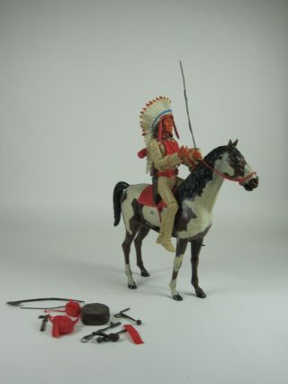 Vintage Johnny West - Chief Cherokee Figure W/storm Cloud Horse & Accessories