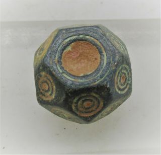 Ancient Roman Bronze Gaming Piece With Ring And Dot Motifs Astragalus