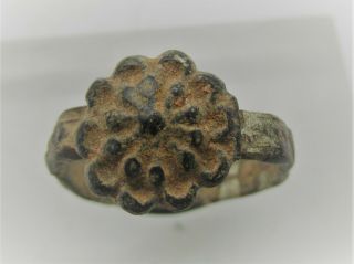 Detector Finds Ancient Medieval Bronze Ring With Floral Bezel
