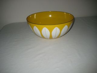 Vintage Cathrineholm Norway Yellow/white Enamel Mid - Century Lotus Bowl 9.  5 " Euc